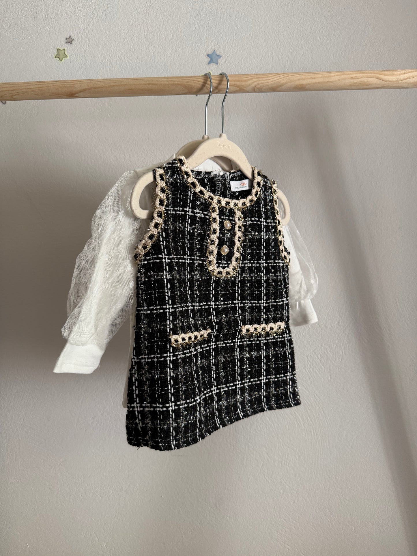 Miss Cutie Φόρεμα Καρό Μαύρο