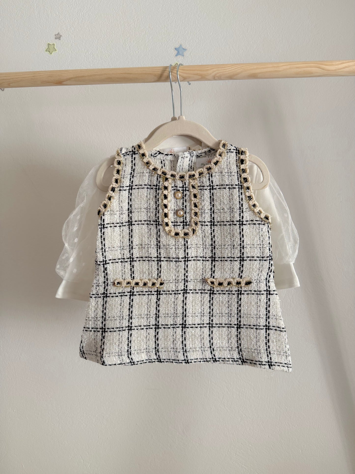 Miss Cutie Φόρεμα Καρό Λευκό