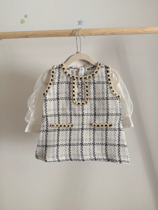 Miss Cutie Φόρεμα Καρό Λευκό