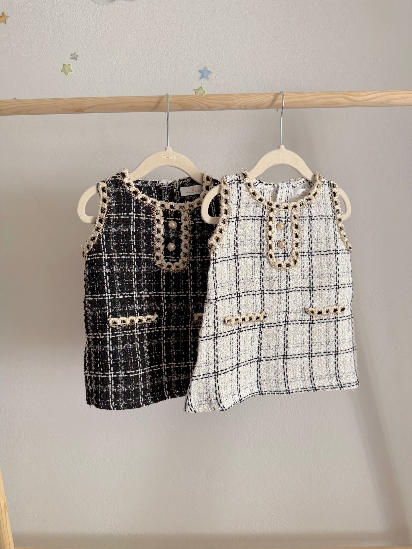 Miss Cutie Φόρεμα Καρό Λευκό